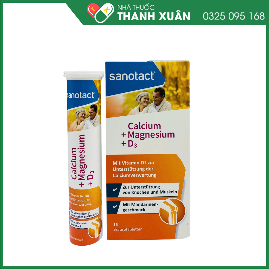 Viên sủi Sanotact Calcium+Magnesium+D3  Brausetabletten